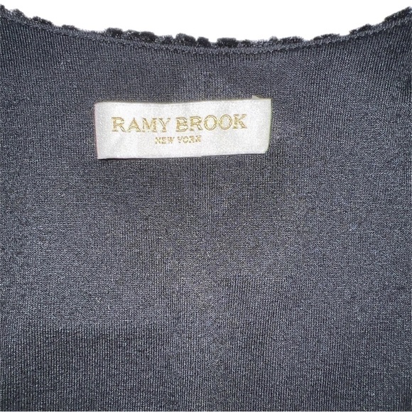 Ramy Brook Regina Velvet Animal Print Bodysuit Shoulder Pads V Neck $275 S - Picture 9 of 13